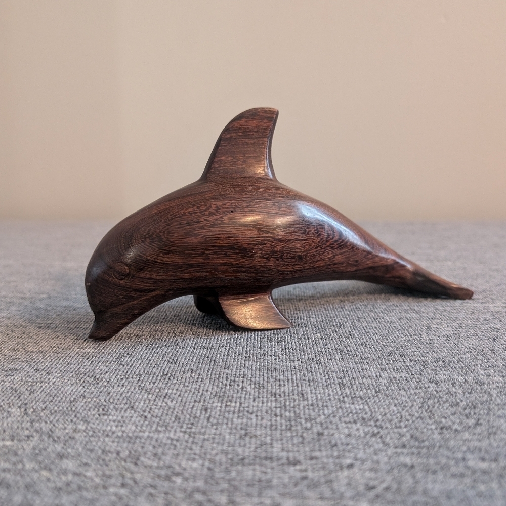 Vintage Ironwood Hand Carved Wooden Dolphin Sculpture, Figurine - Picture 2 of 3